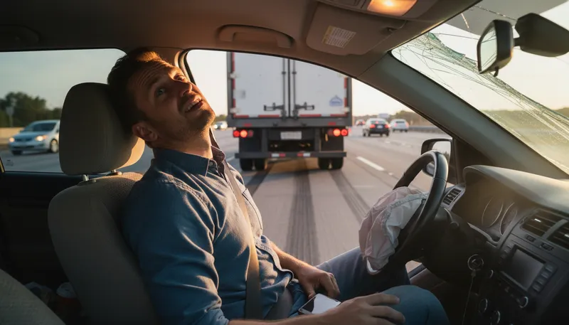 Illustration of whiplash: A neck injury caused by sudden movement.