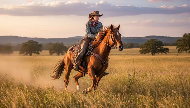 Illustration of cowgirl: A woman who works on a ranch or farm.