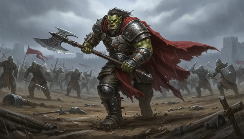 Illustration of orc: A mythical creature often depicted as brutish.