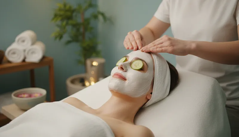 Illustration of facial: cosmetic treatment for the face