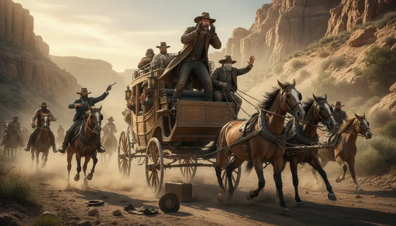 Illustration of who's robbing this coach: Questioning who is stealing or causing trouble.