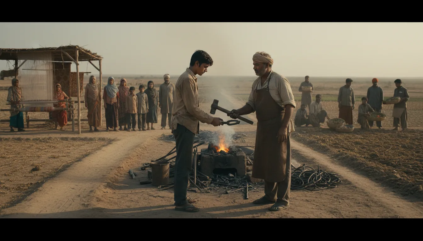 Illustration of caste system: A social order where people are born into fixed classes they cannot leave.