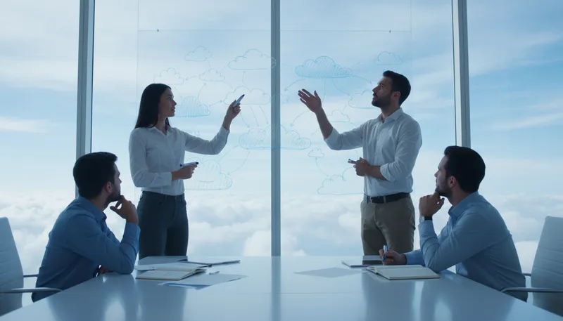 Illustration of blue-sky thinking: Creative, unrestricted ideas.