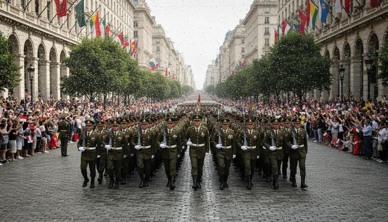 Illustration of military: Relating to armed forces or defense.