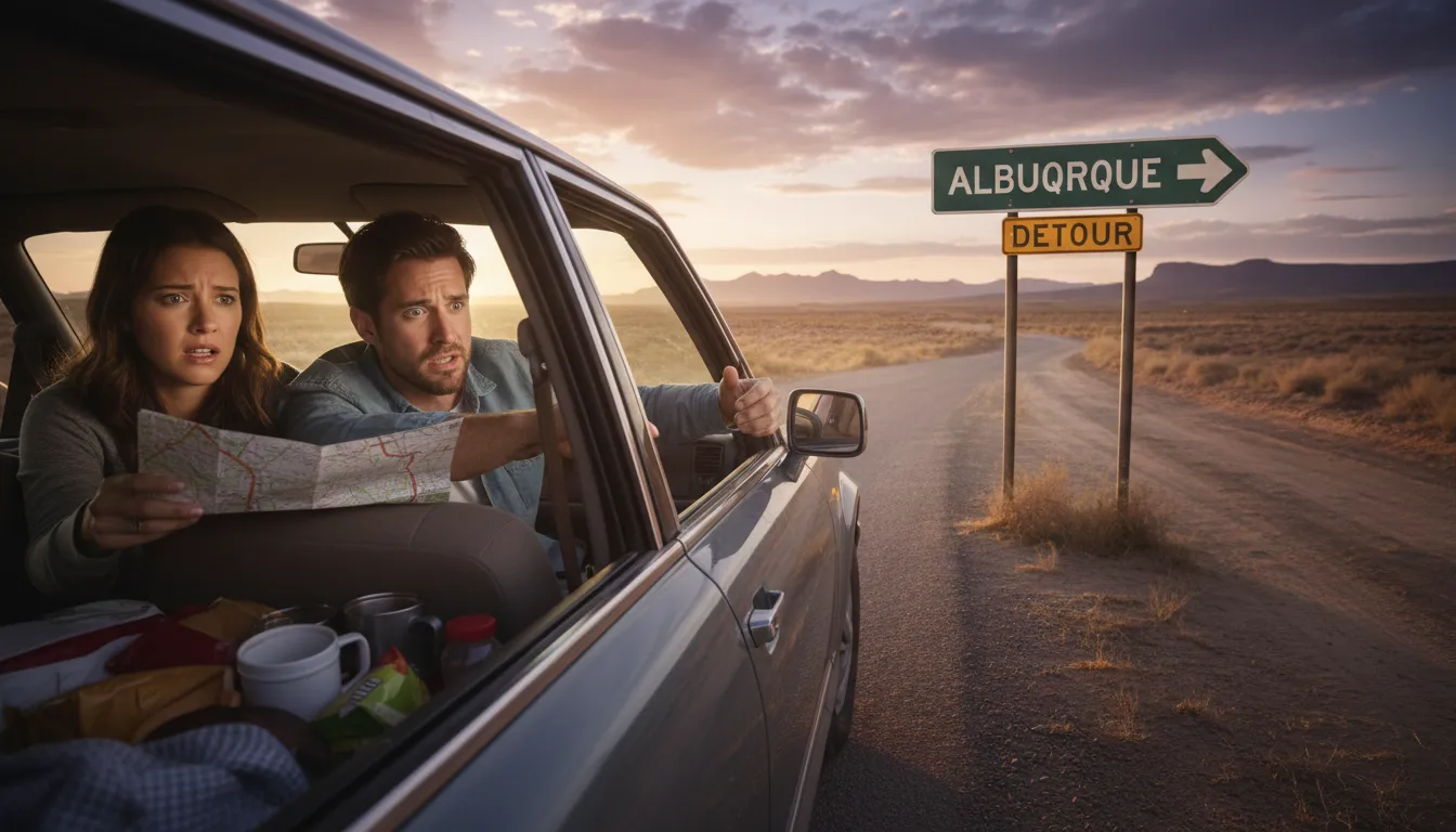 take a wrong turn at Albuquerque 的插图：to make a mistake or go off course