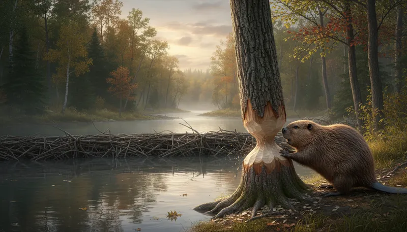 Illustration of castor: A beaver known for building dams.