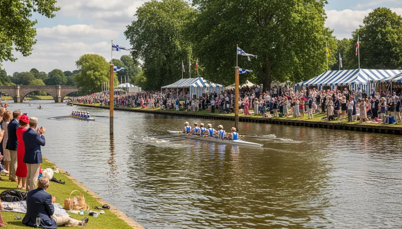Illustration of henley: A town in England known for rowing events.