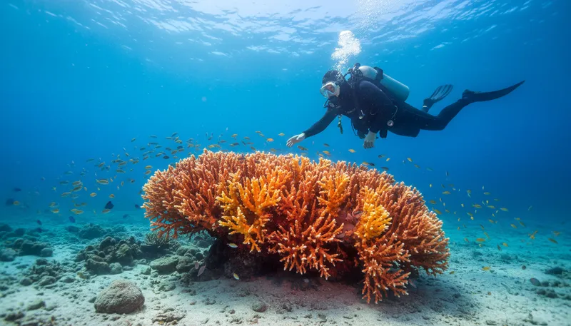 Illustration of coral: A marine animal forming reefs in the ocean.