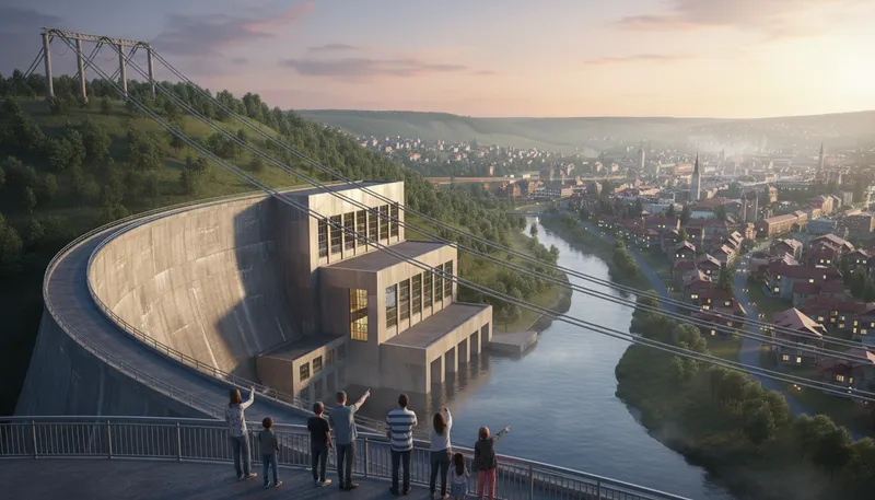 Illustration of powerplant: A facility for generating electricity.