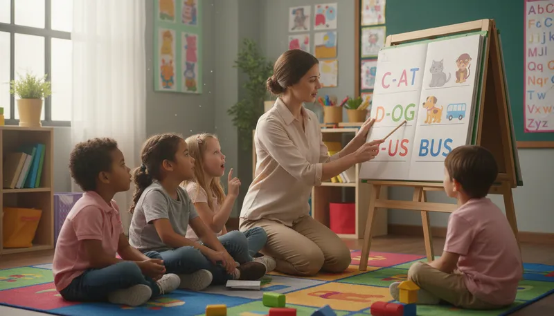Illustration of phonics: A method of teaching reading by sounds.