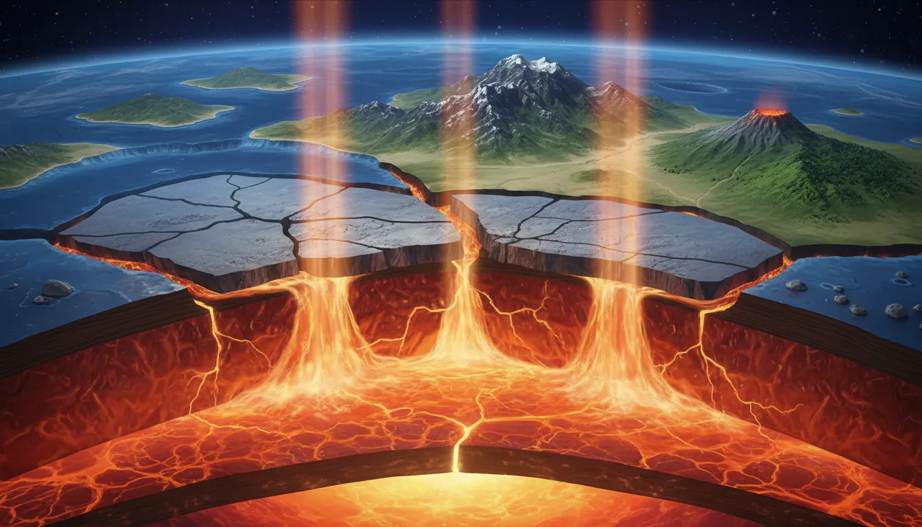 mantleのイラスト：Layer of hot rock between earth's crust and core.