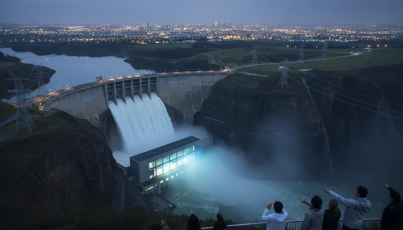 Illustration of hydropower: Power generated from flowing water.