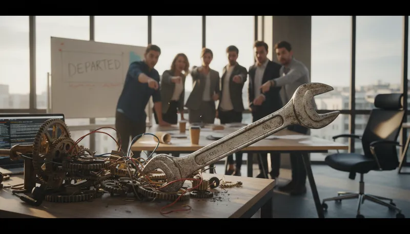 Illustration of throw a monkey wrench into the works: To disrupt or sabotage a plan.