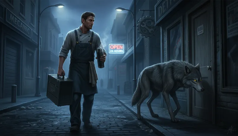 Illustration of keep the wolf from the door: to prevent poverty or hunger