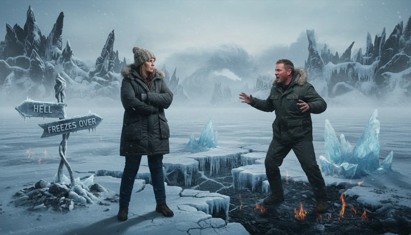 Illustrazione di until hell freezes over: forever or for a very long time