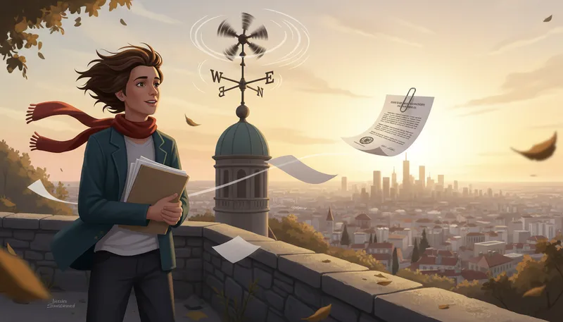 Illustration of in the wind: uncertain or likely to happen soon
