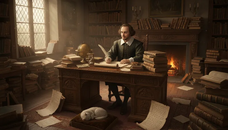 Illustration of shakespeare: A famous English playwright and poet.