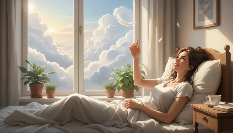 Illustration of dream: A series of thoughts or images during sleep.