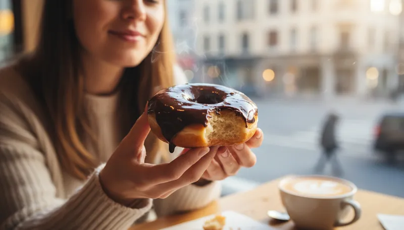 Illustration of donut: a sweet fried cake, often with a hole