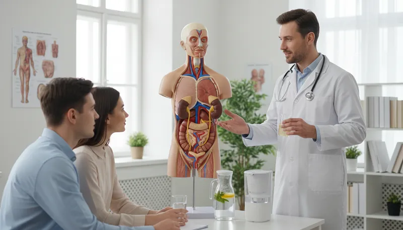 Illustration of urinary: Related to urine or the urinary system.