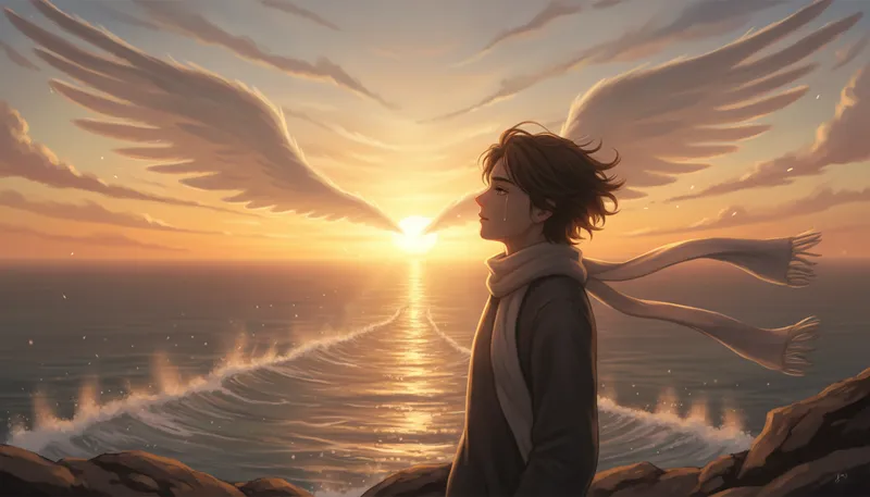 Illustration of an angel passes: A moment of calm or beauty.