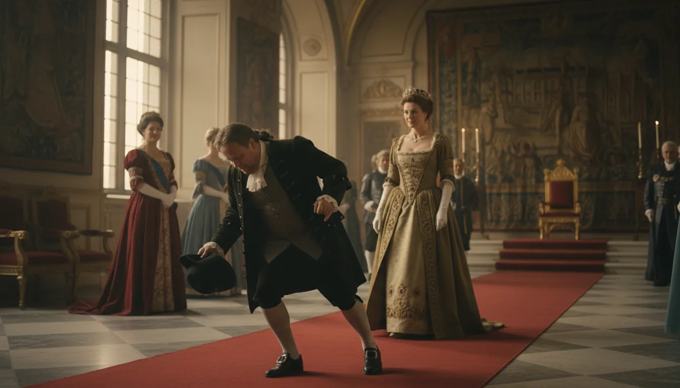 Ilustração de make a leg: To bow or curtsey, showing respect.