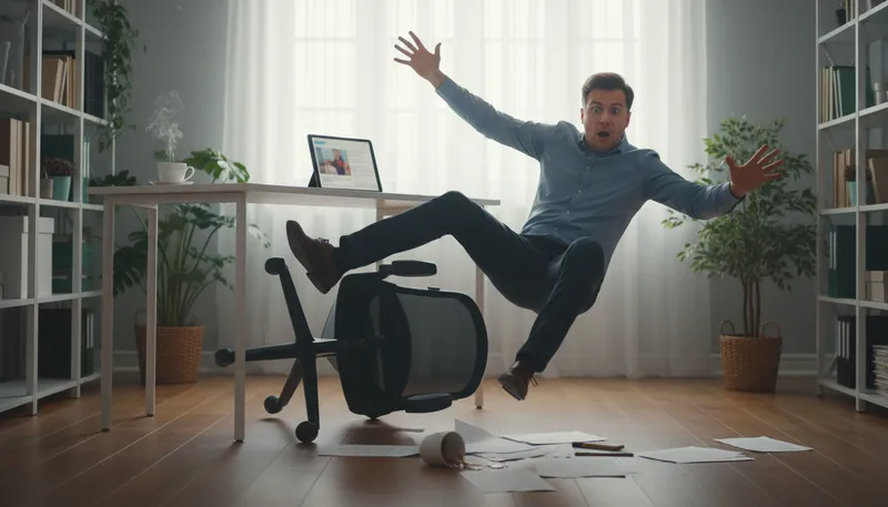 Illustration of fall off one's chair: to be extremely surprised
