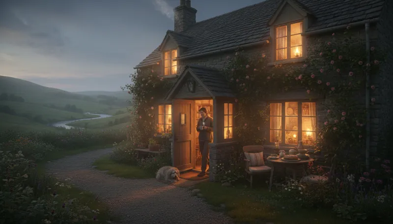 Illustration of homely: Simple, cozy, and unpretentious in appearance.