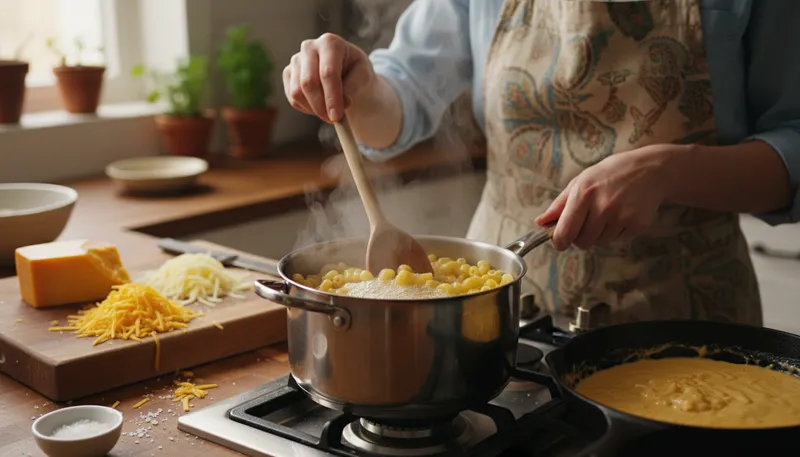 Illustration of macaroni: Small, tubular pasta often used in dishes.