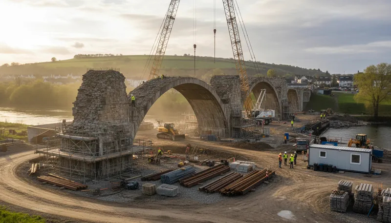 Illustration of reconstruction: The process of rebuilding or restoring something.