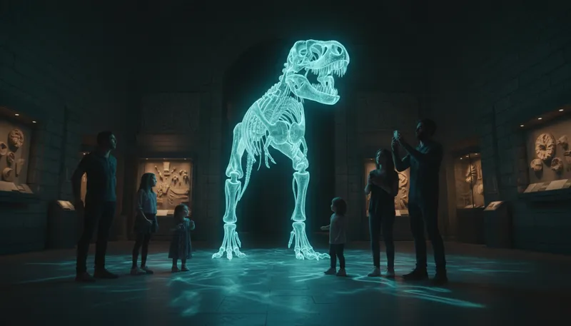 Illustration of hologram: A 3D image created with light patterns.