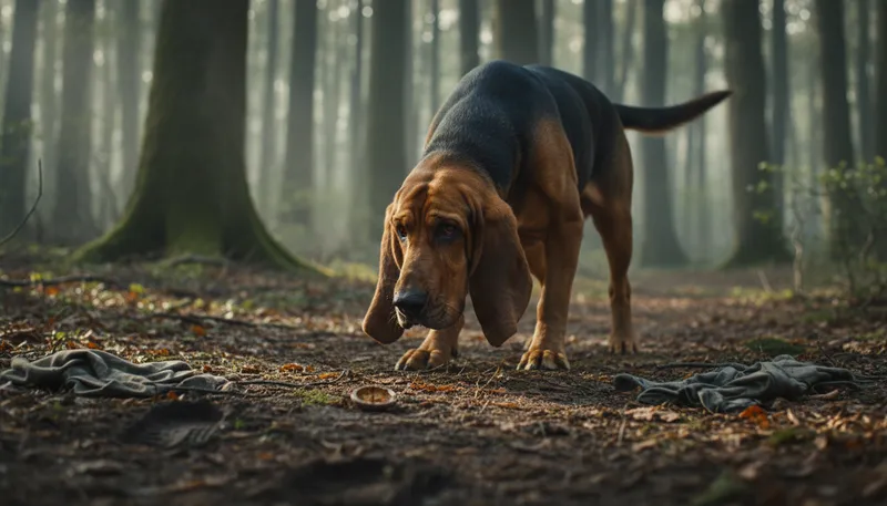 Illustration of bloodhound: A breed of dog known for tracking scents.