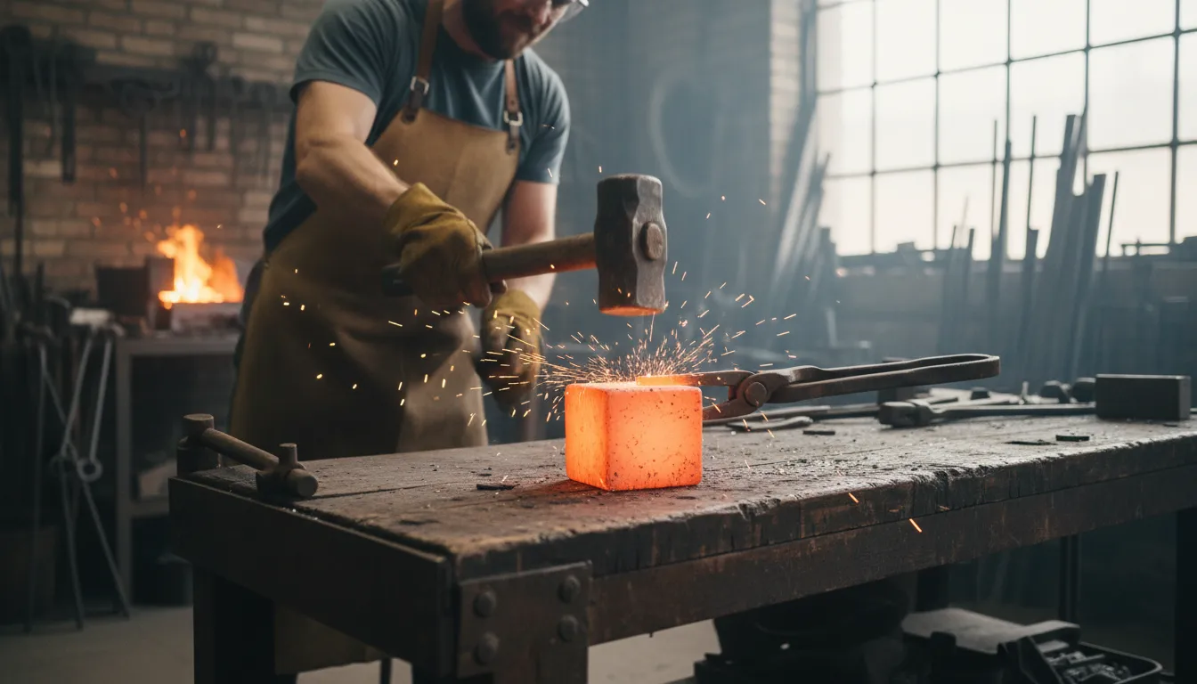 metal 的插圖：A hard material, often shiny and conductive.
