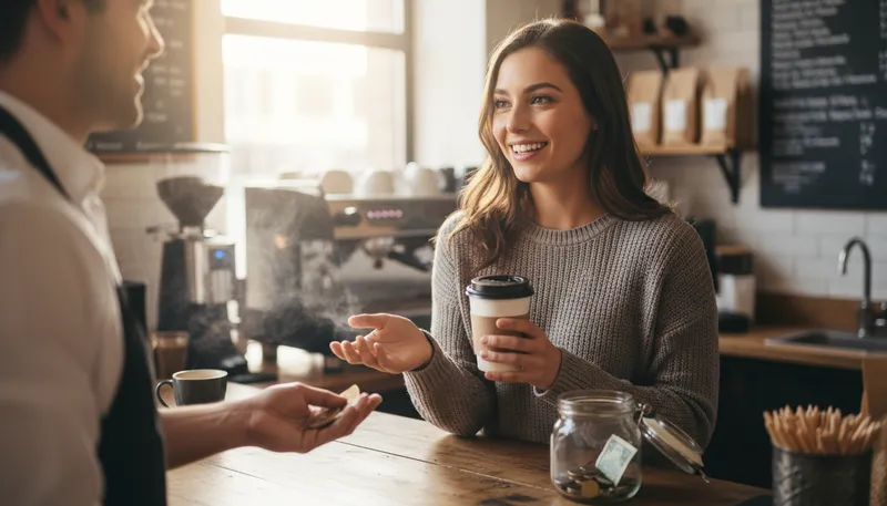 Illustration of keep the change: Telling someone to keep leftover money.