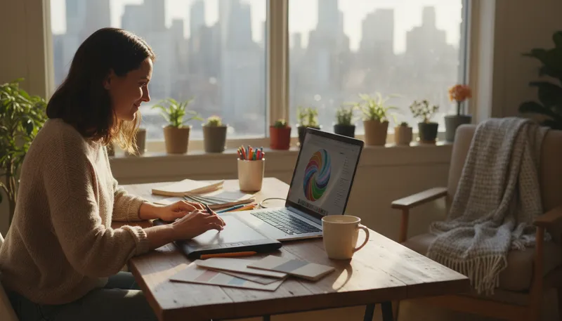 Illustration of freelance: Working independently rather than for a company.