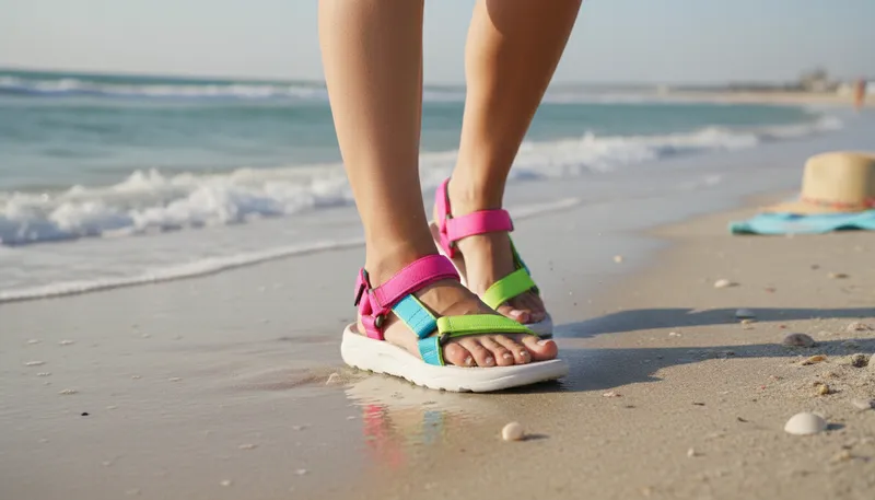 Illustration of sandal: A type of open footwear.