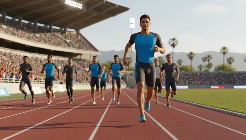 Illustration of ahead of the pack: in a leading position compared to others.