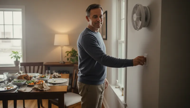 Illustration of fart fan: a device that removes unpleasant odors