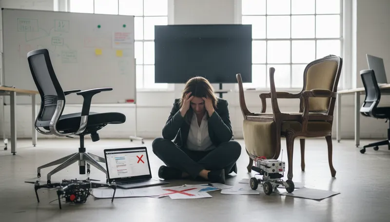 Illustration of fall between two stools: To fail to achieve two goals.