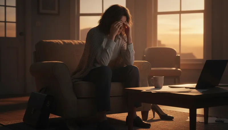 Illustration of tired and emotional: Exhausted and overly emotional.