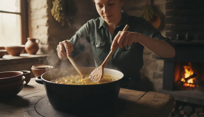 Illustration of wooden spoonist: A person who stirs food with a wooden spoon.