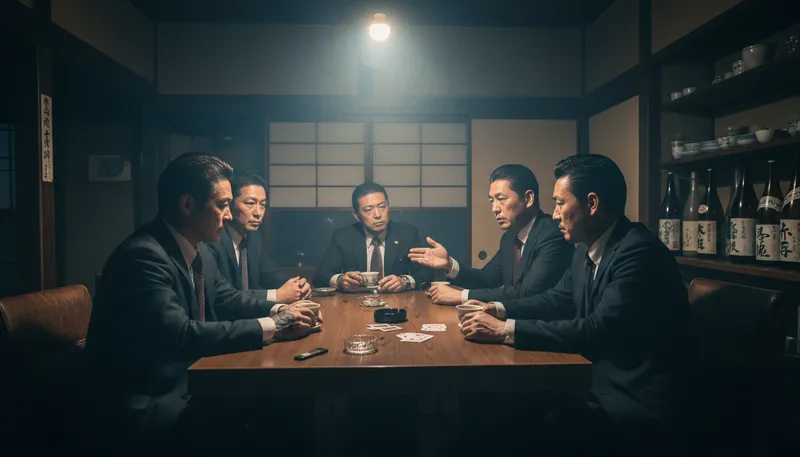 Illustration of yakuza: Japanese organized crime members or groups.
