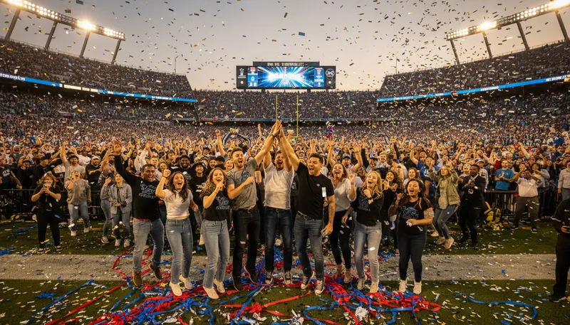 Illustration of jubilant: Feeling or expressing great joy.