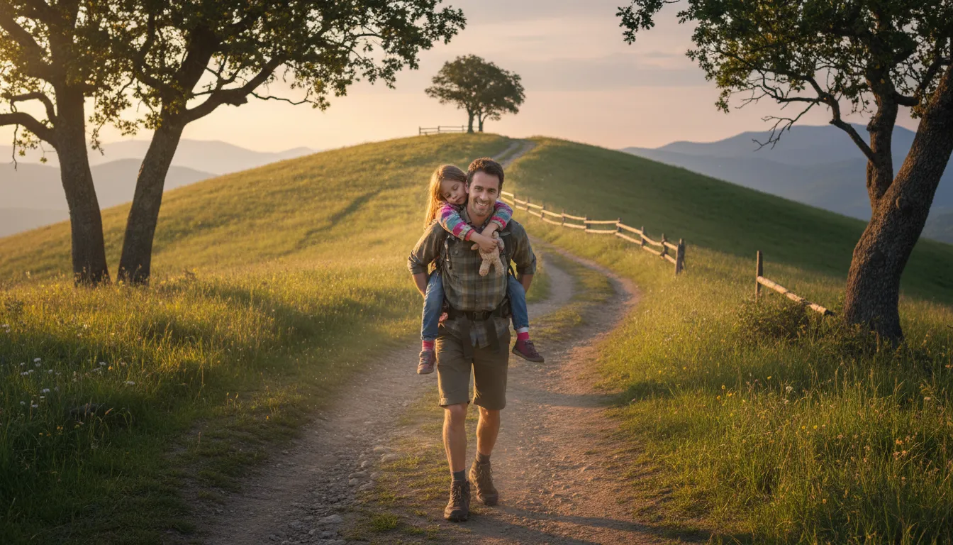 Illustration von piggyback: To carry another person high upon your shoulders.