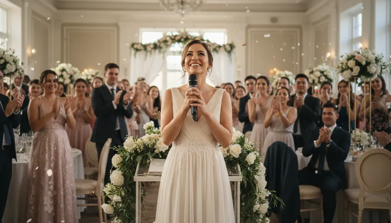 Illustration of the bride at every wedding: to be the center of attention