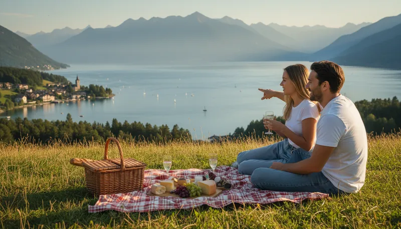 Illustration of lakeview: A view overlooking a lake.