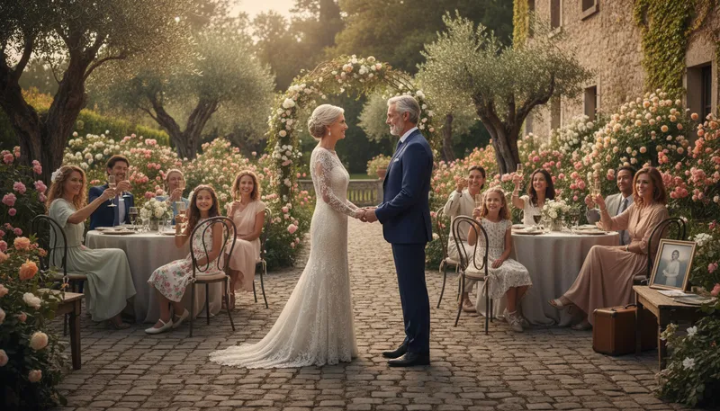 Illustration of remarry: To marry again after a divorce or death.