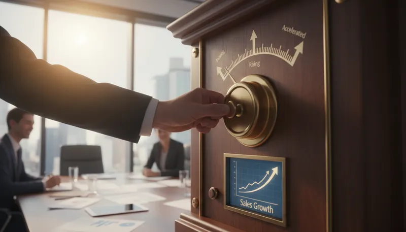 Illustration of shift the dial: to change or improve a situation noticeably.