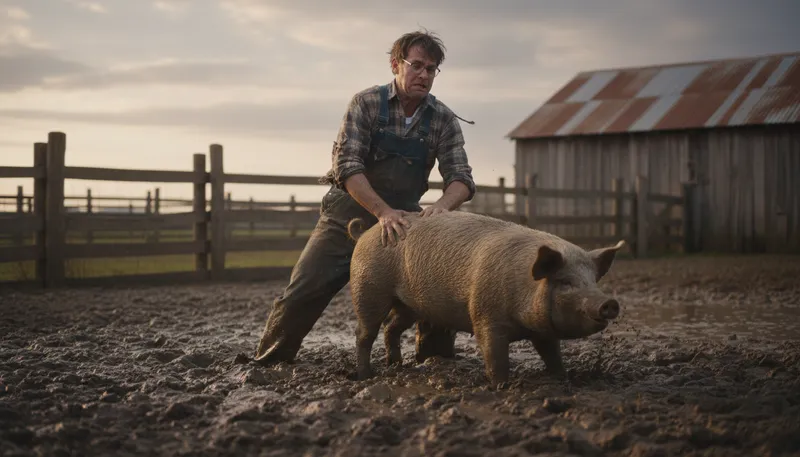 Illustration of wrestle with a pig: engage in a futile or messy argument