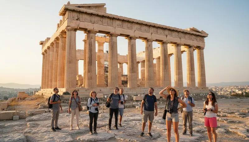 Illustration of parthenon: An ancient temple in Athens, Greece.
